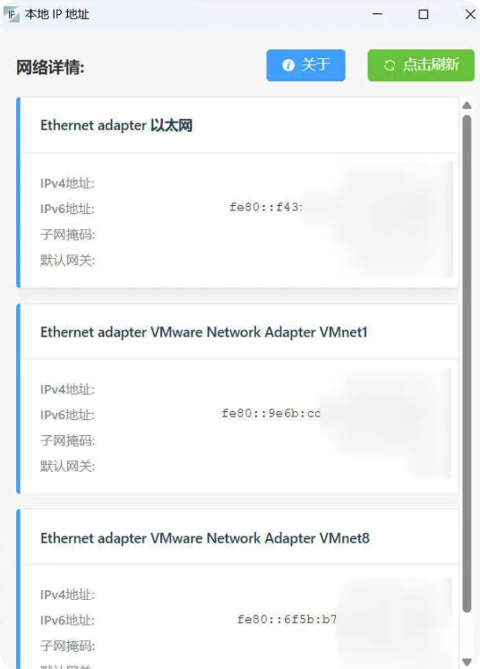 本地网络IP查看小工具 绿色版