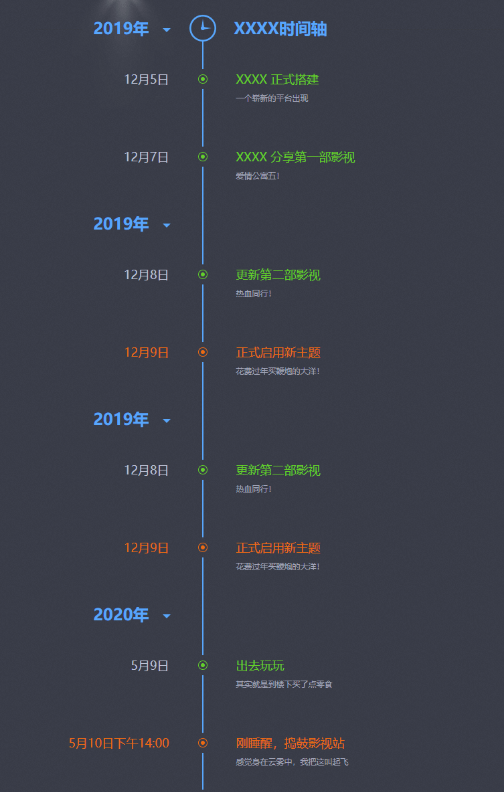 网站发展史记录页面源码