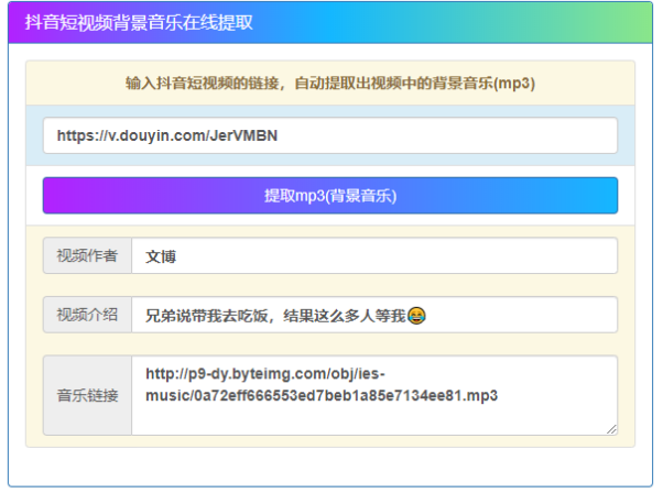 在线提取抖音视频BGM源码