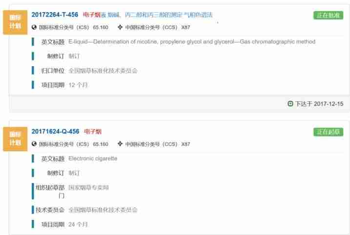 电子烟国标状态变更为正在起草-第1张图片