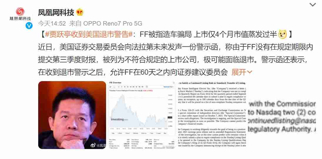 贾跃亭收到美国退市警告（赶紧发财报）-第1张图片
