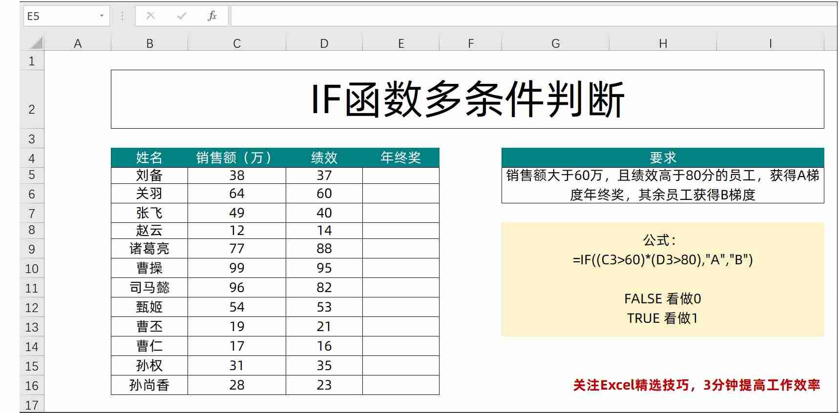excel判断函数的用处（excel if判断多个条件）-第4张图片